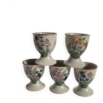 Set of 5 stoneware egg cups