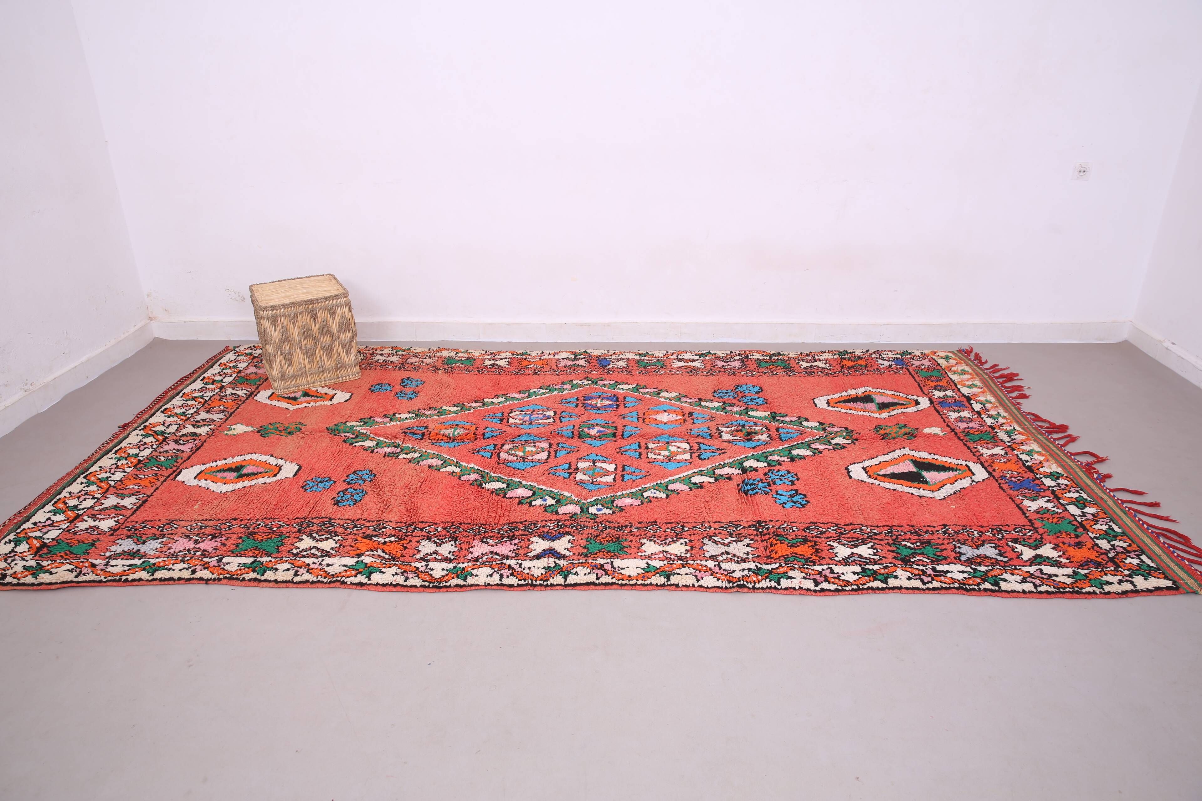 Red Vintage Moroccan rug 186 x 362 cm - Berber Wool Rug - Handmade Rug Boho