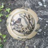 Enameled brass lidded pot
