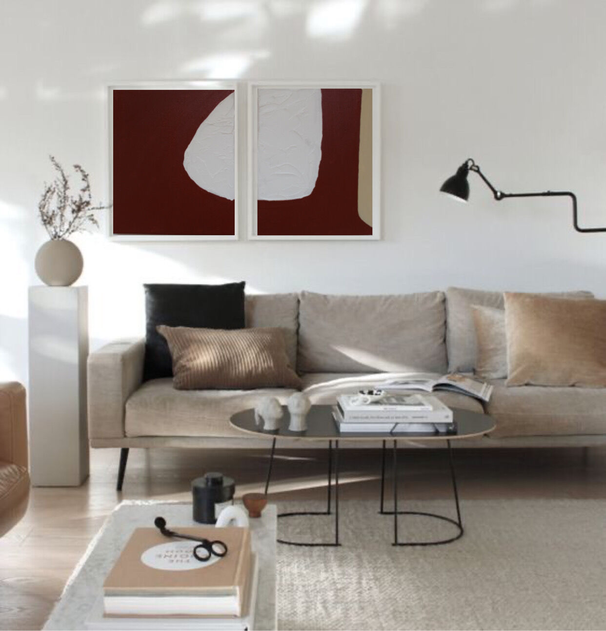 Two canvases together Rust cut pattern