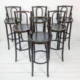 Tabouret de bar Tabouret en bois Bug brun foncé Mid Century Vintage repose-pieds en métal Bar compto
