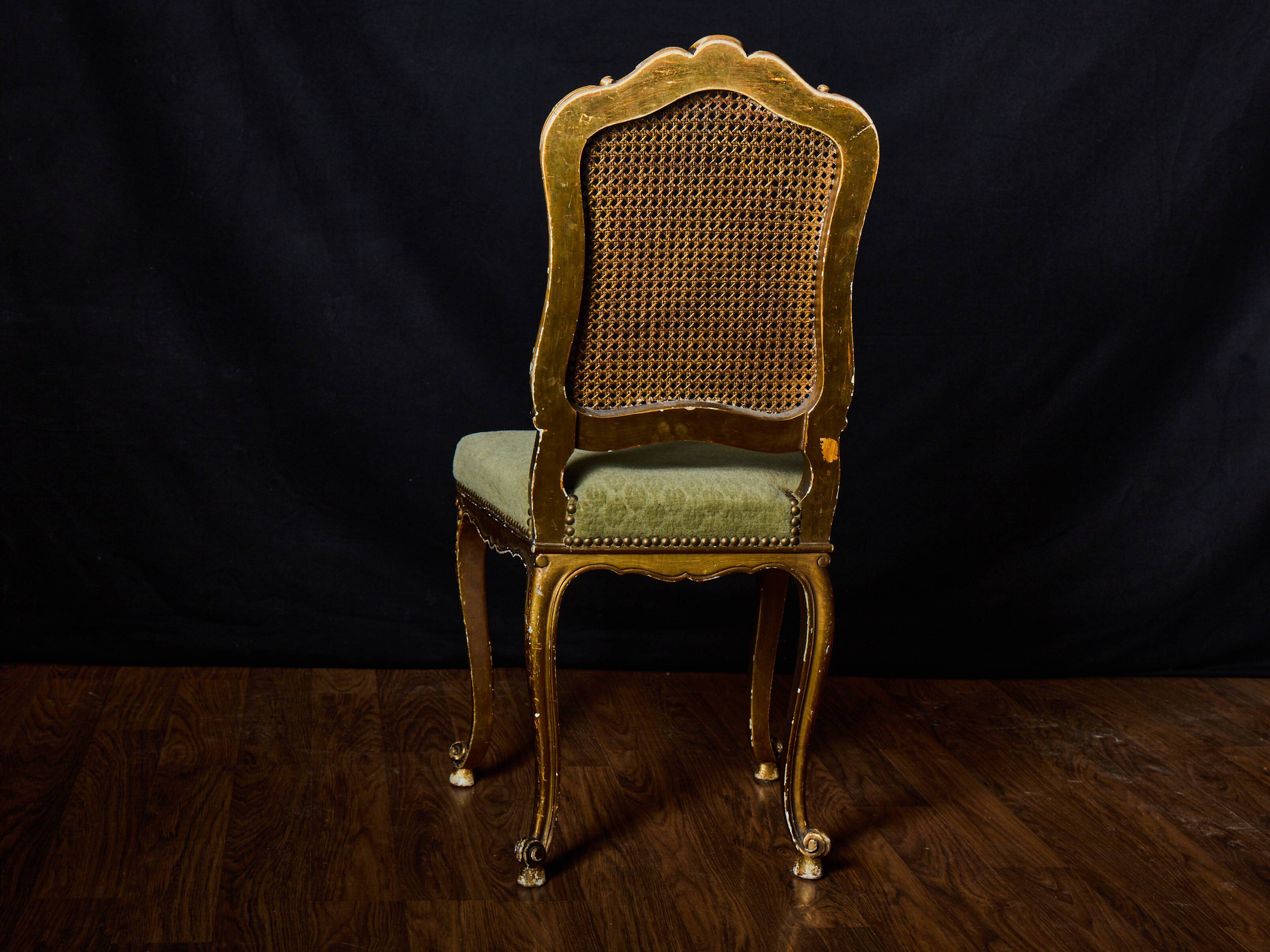 Set of 4 Louis XV style gilded chairs – Musician chair style