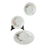 Lot de 3 assiettes plates anciennes Longchamp en terre de fer