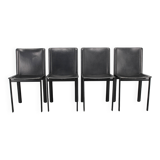 1980s Set of Four Dining Chairs in Leather in Matteo Grassi Style, Italy