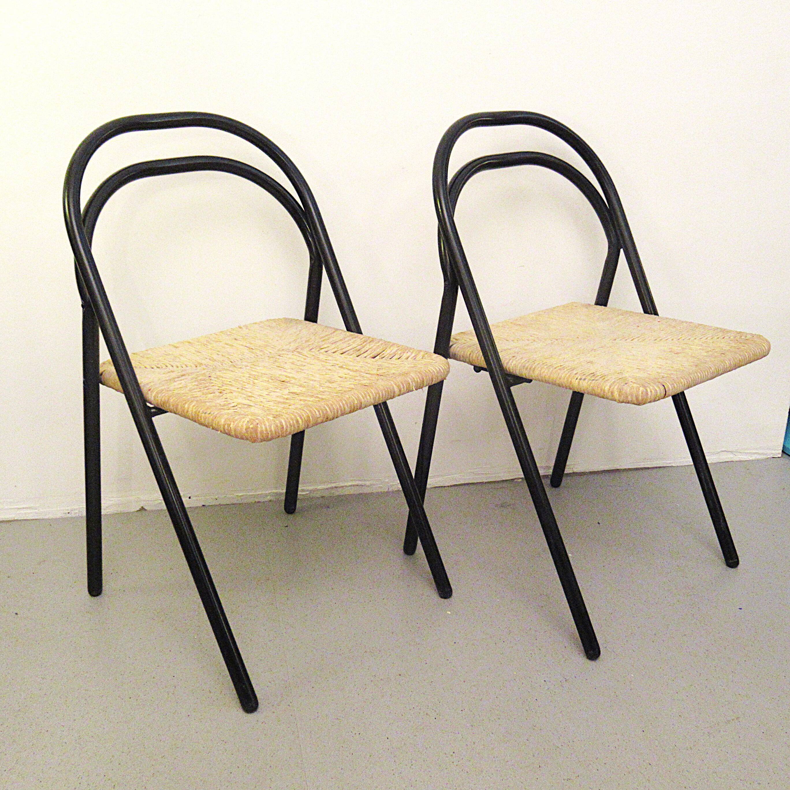 Four straw chairs from the 70s