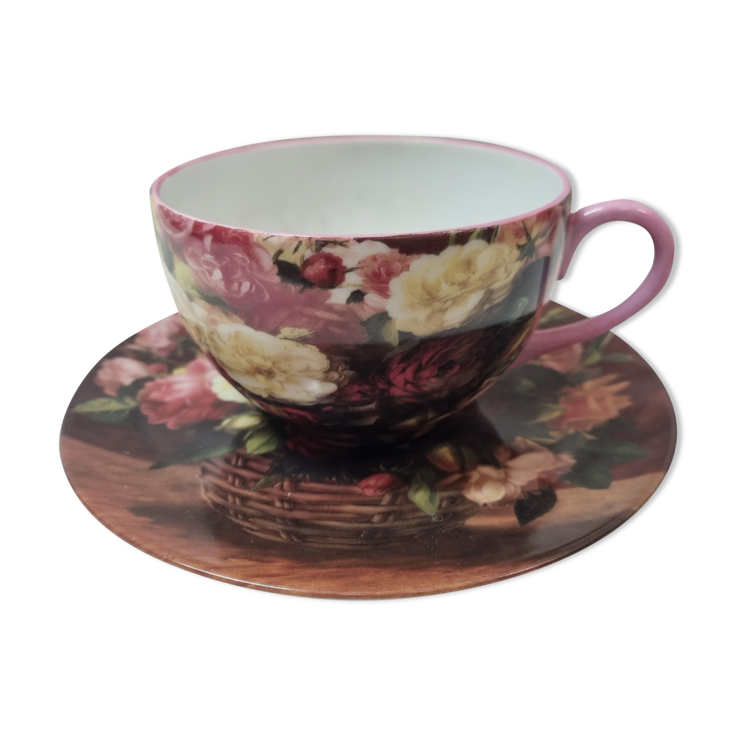 Limoges porcelain tea cup, art of Gruou
