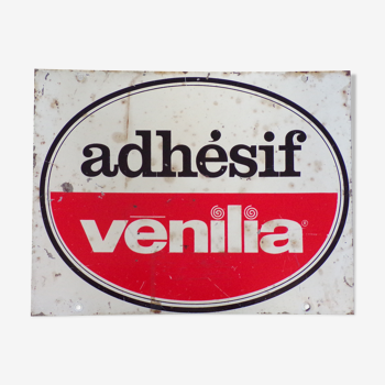Vintage venilia adhesive plate in sheet metal