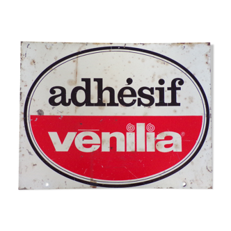 Vintage venilia adhesive plate in sheet metal