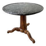Empire walnut and marble pedestal table, late 19th century