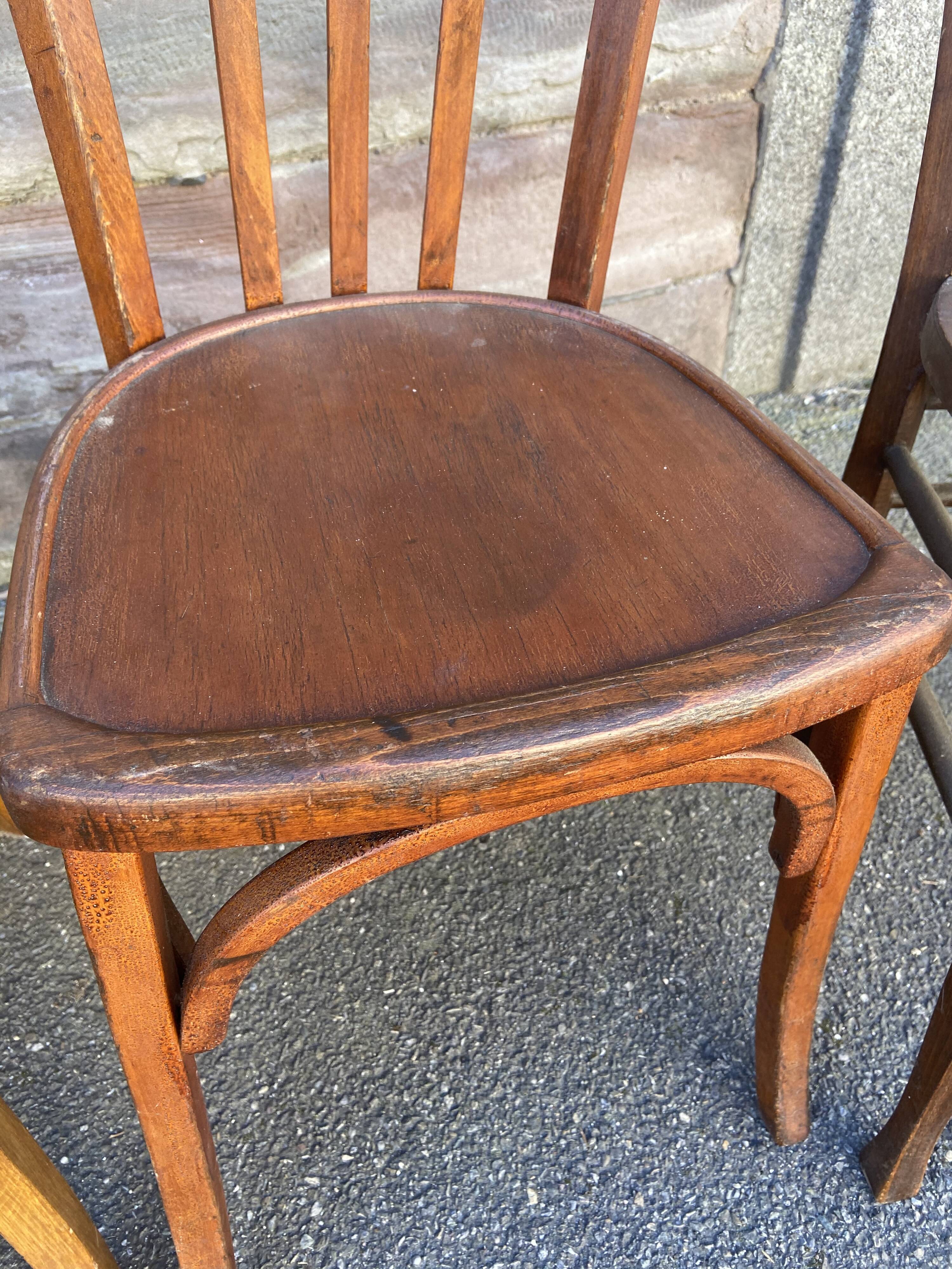 Lot 4 chairs bistro mismatched curved wood brasserie