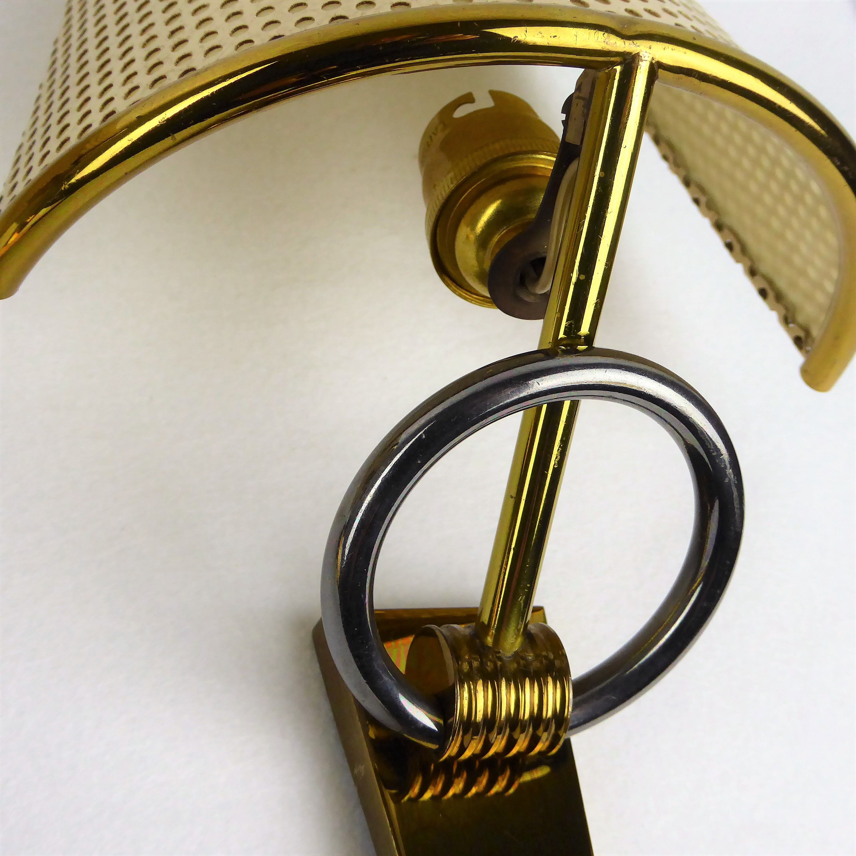 "Ring" sconces Lunel perforated metal, 1950