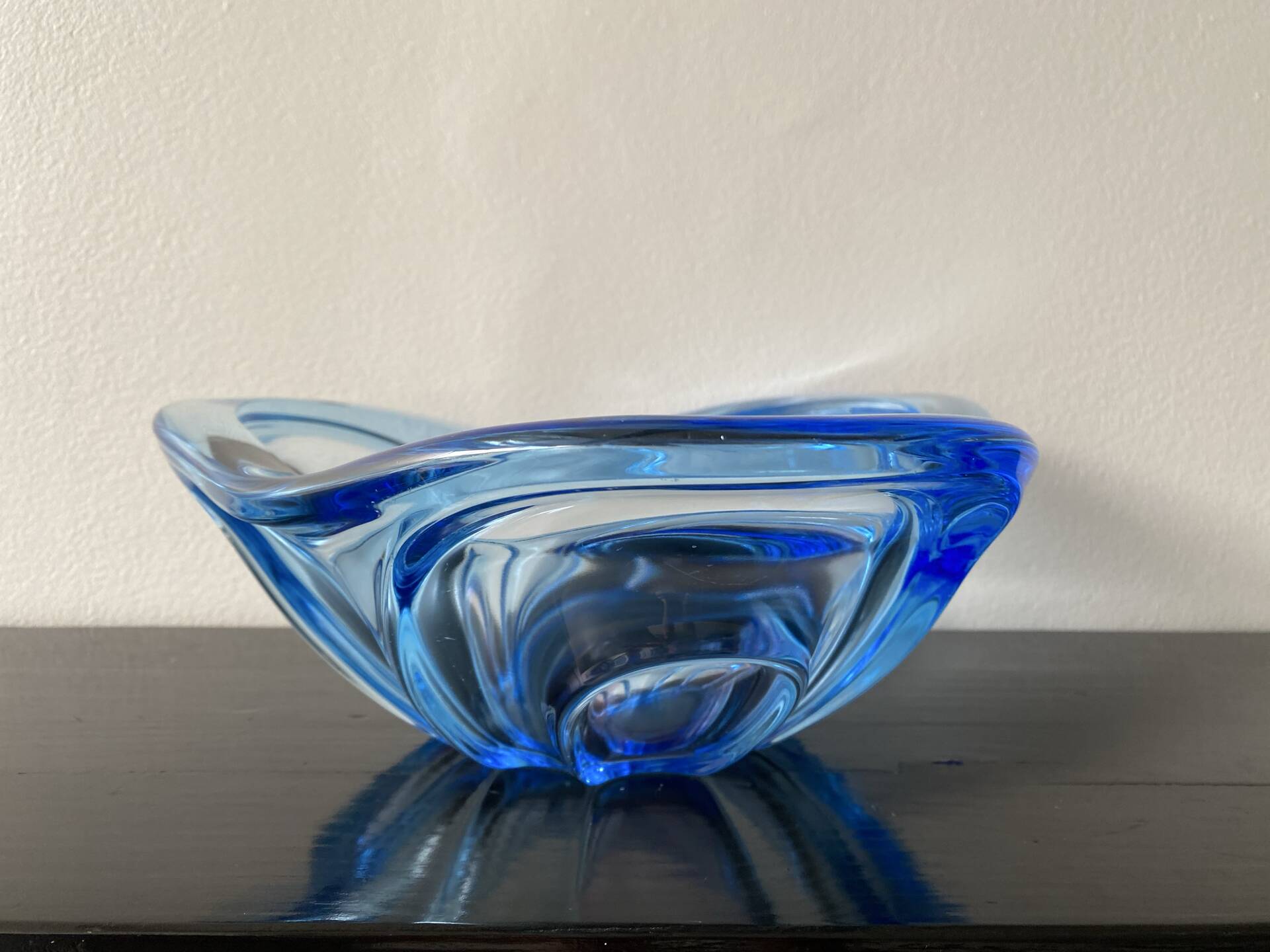 Large light blue Murano fruit bowl