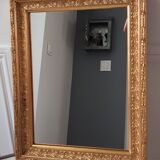 Miroir doré en bois et stuc ancien 24x30cm