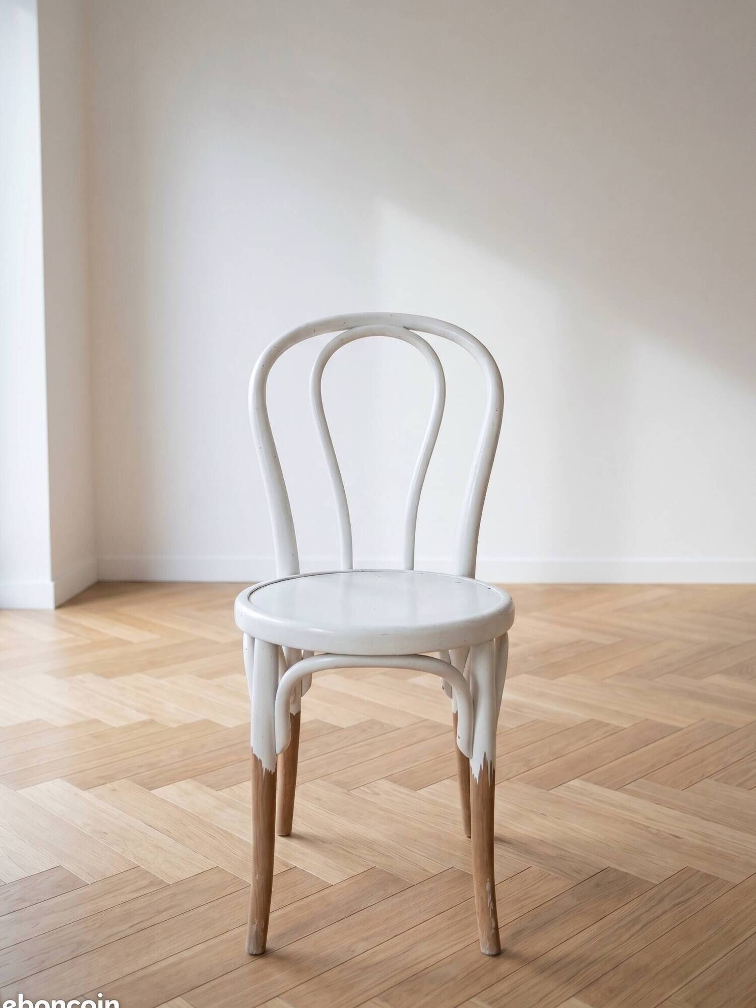 Set of 3 vintage Scandinavian and bistro wooden chairs.