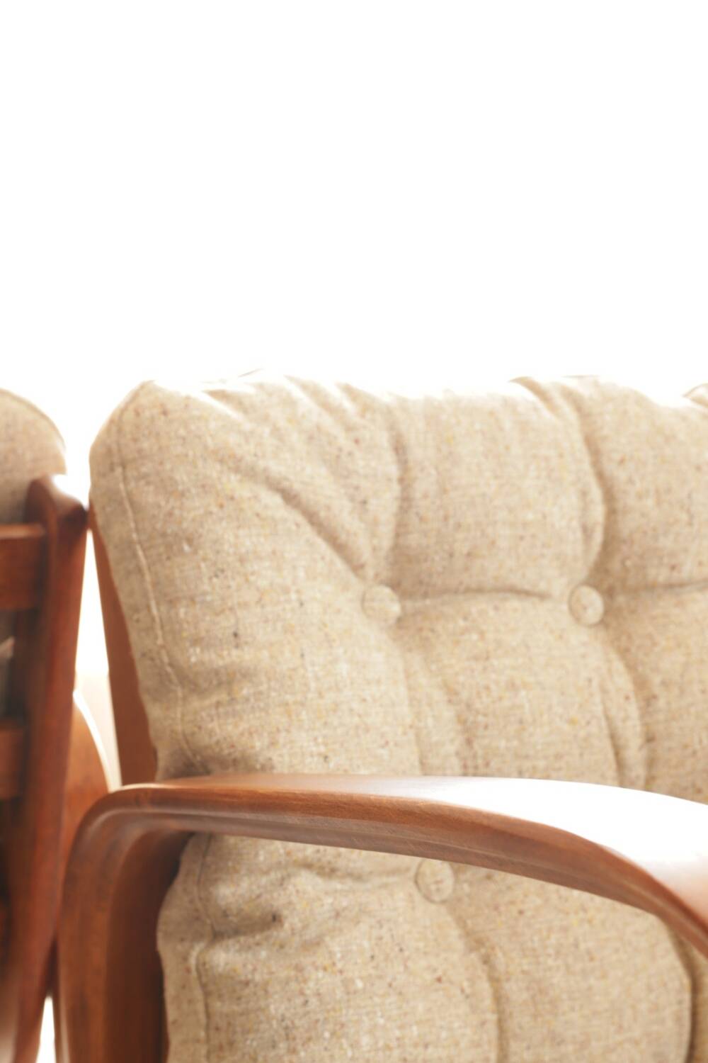 Pair of vintage beige granola armchairs from the 1950s