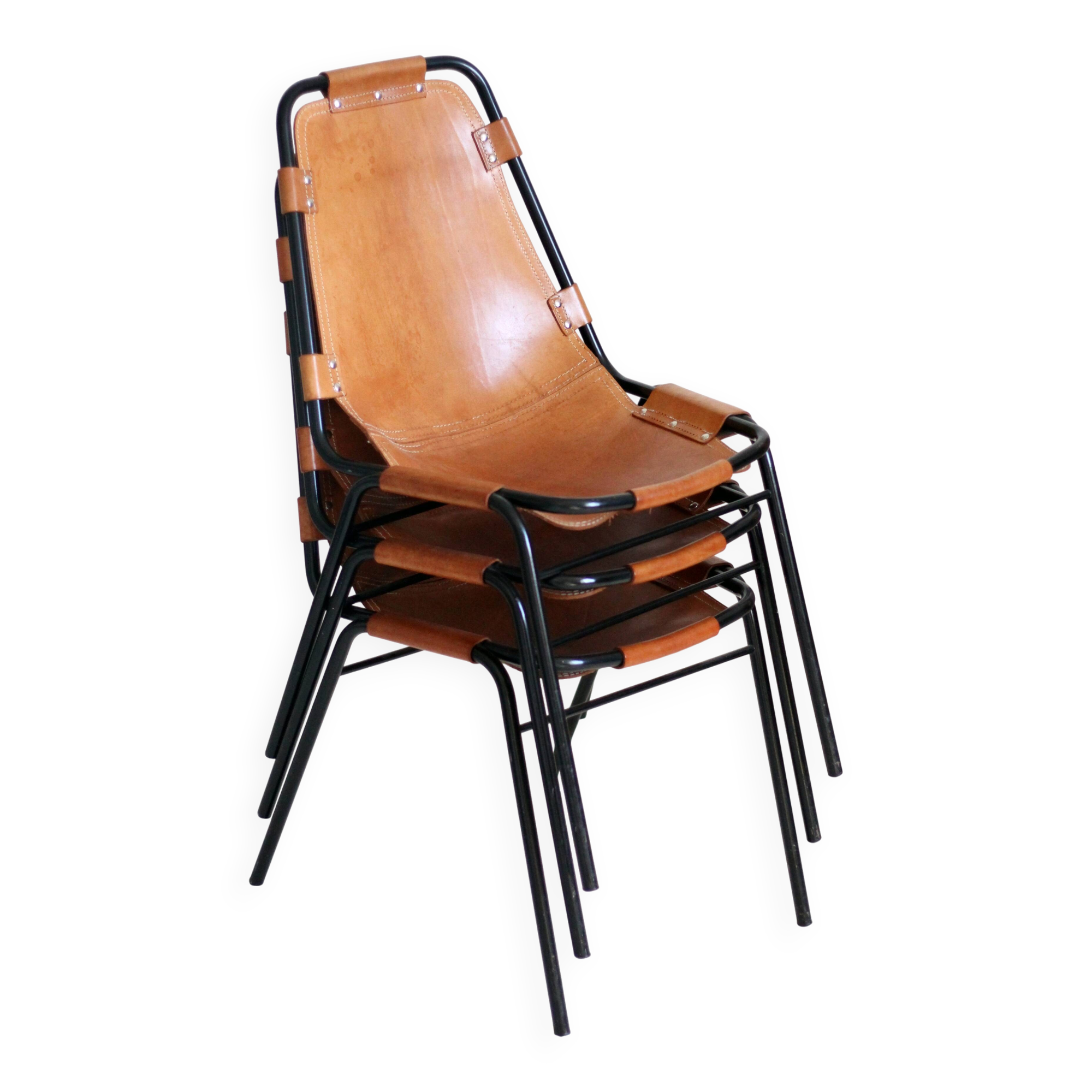 Lot of 3 Charlotte Perriand chairs from Les Arcs.