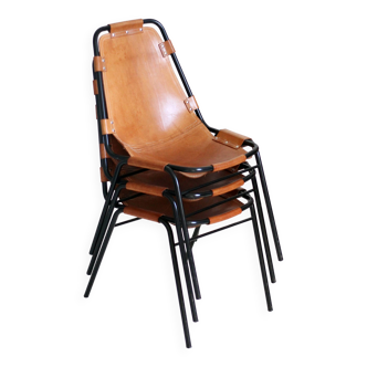 Lot of 3 Charlotte Perriand chairs from Les Arcs.