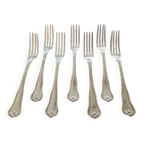 Christofle - Set of 7 dessert forks in the violoné palmette pattern.