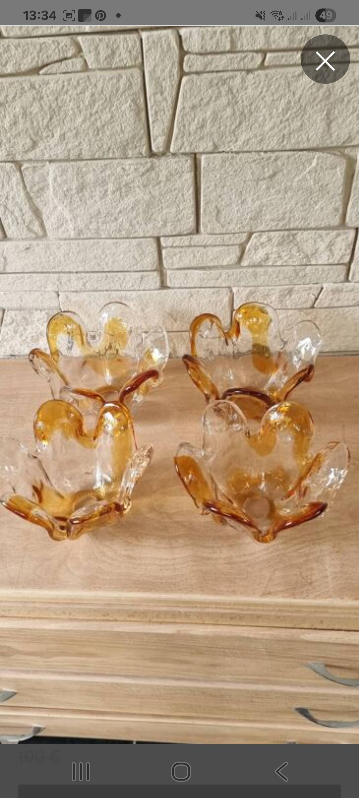 Set of 4 Murano glass tulips
