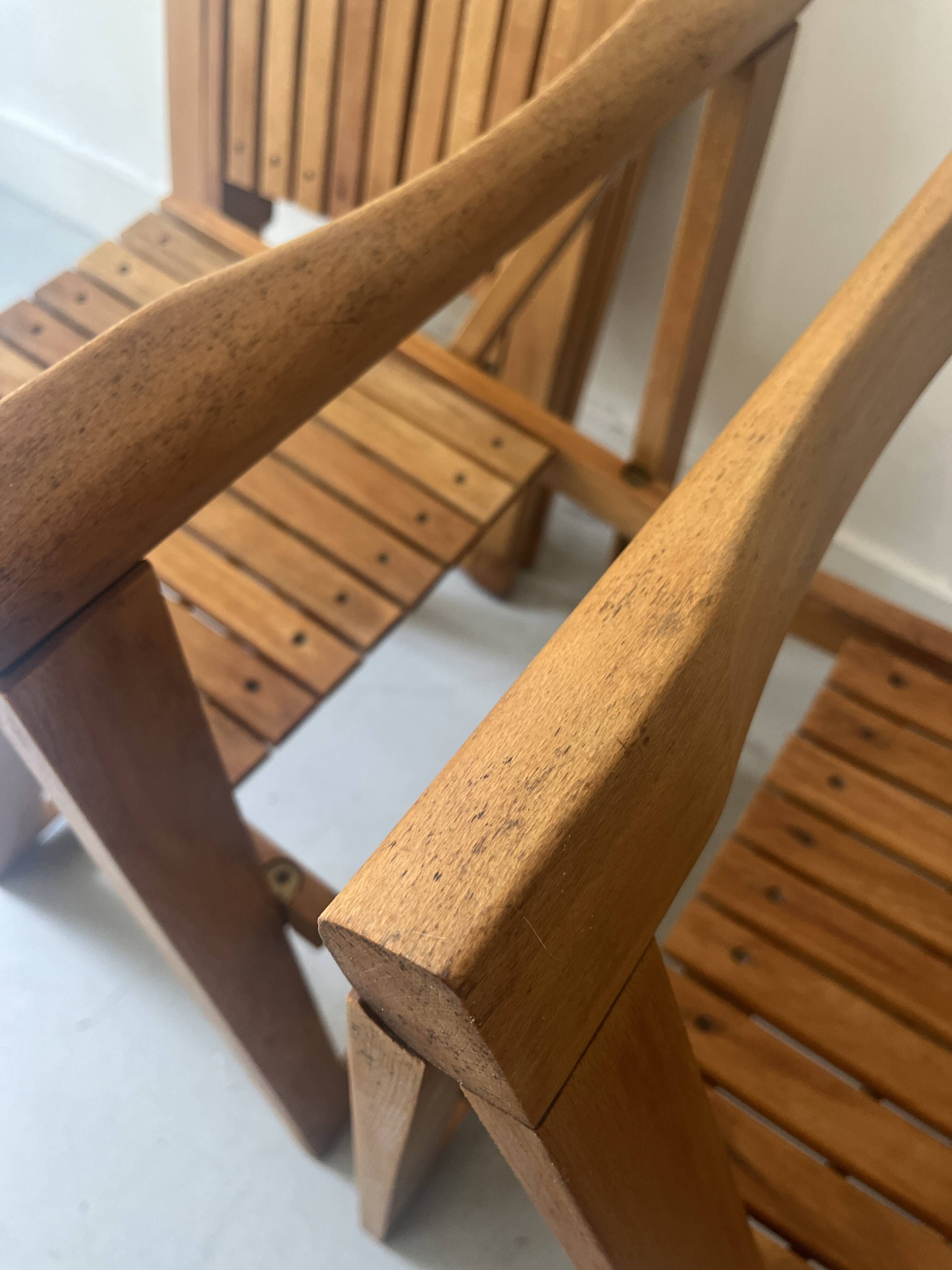 set of 4 italian wooden folding chairs by Aldo Jacober, design 1960 - 1970