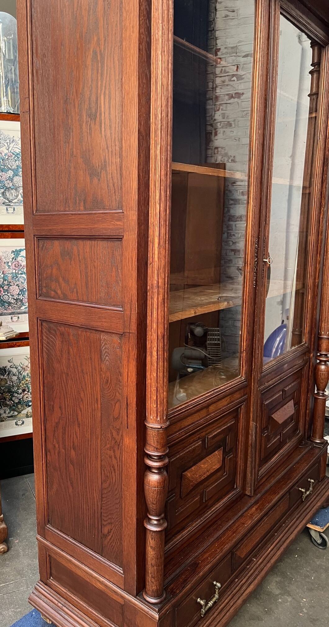Henri II style library. Solid oak.