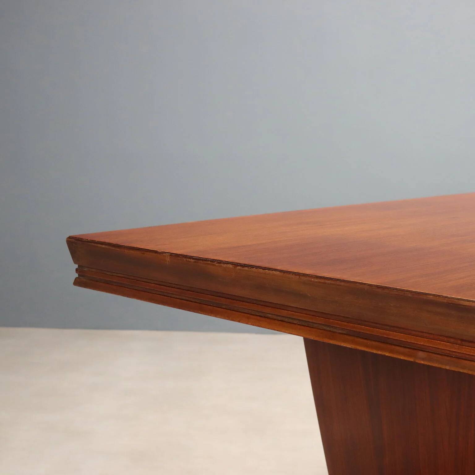 Large vintage wooden and brass table, design, Italy, 1940s-1950s