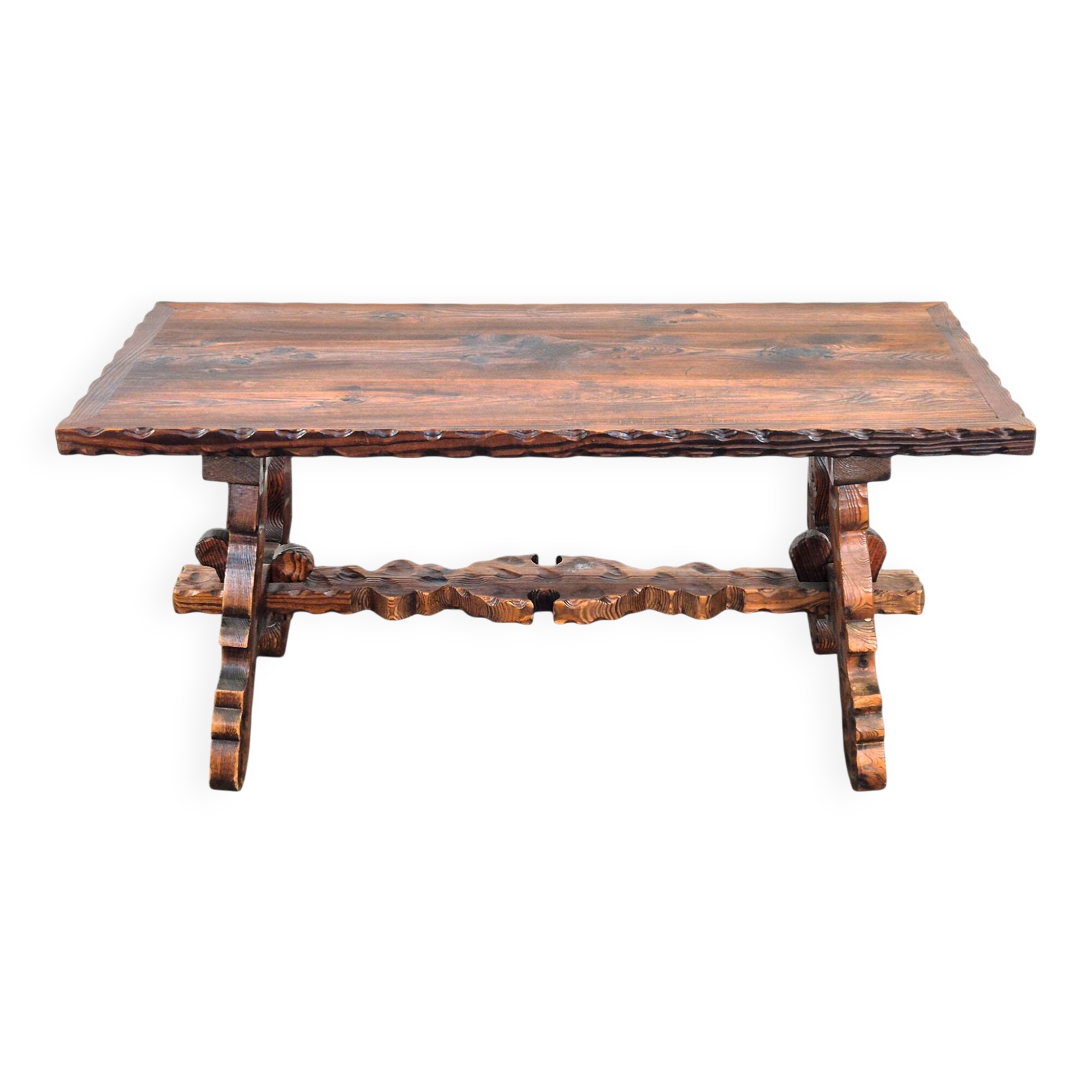 Brutalist coffee table in fir