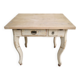Table de cuisine vintage en bois, pieds courbés