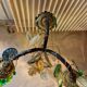 Bronze table lamp and Murano glass grape clusters.