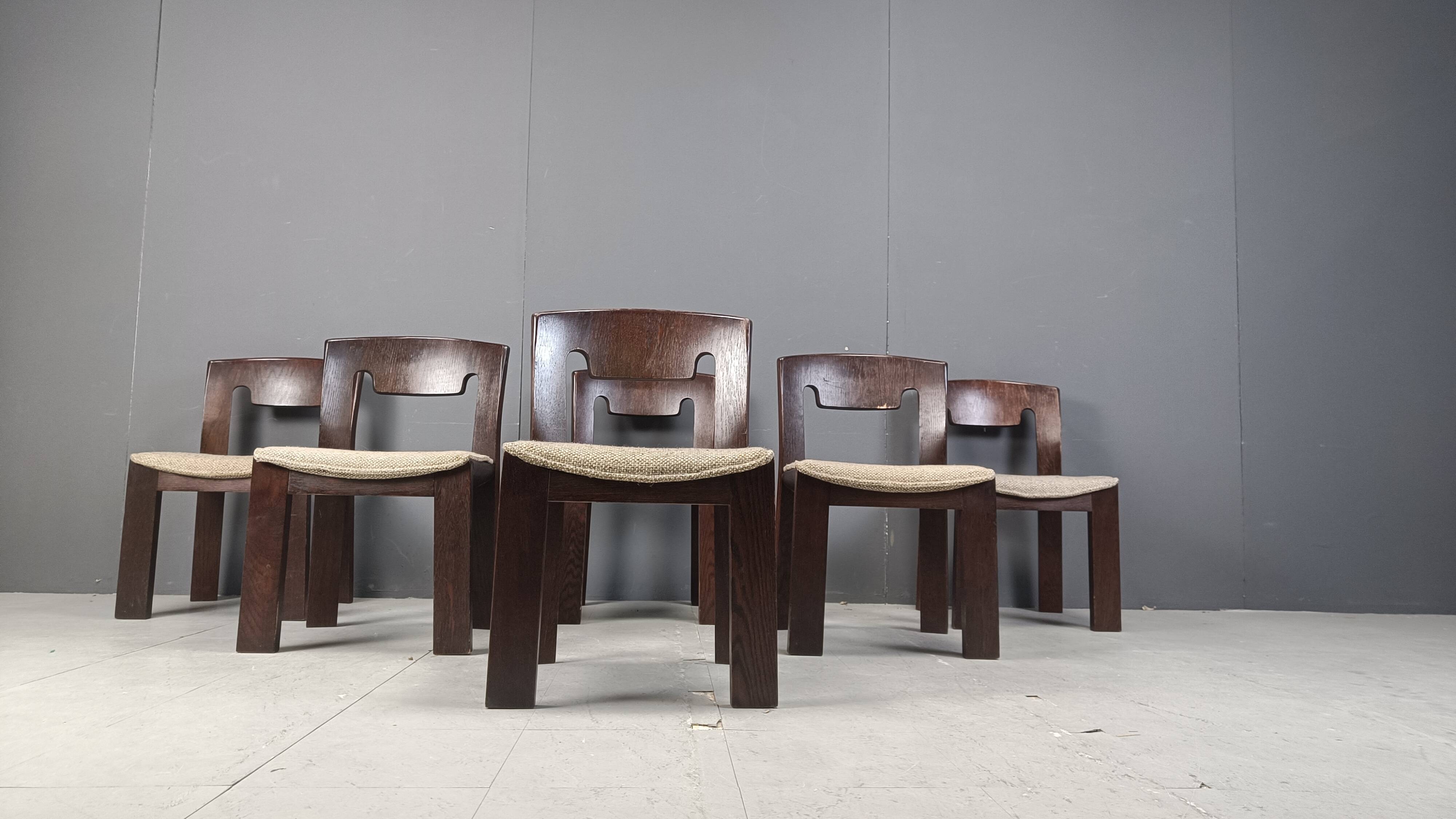 Vintage Brutalist Dining Chairs, Set of 6 - 1970s