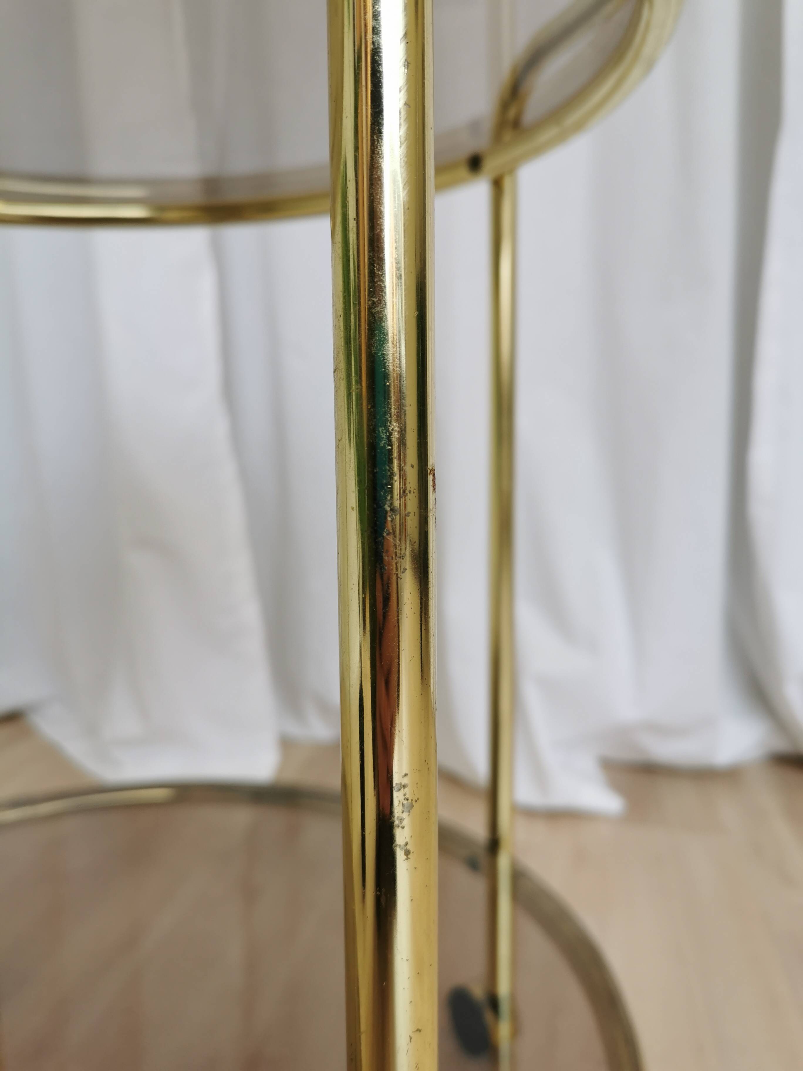 Vintage Smoked Glass Serving Trolley: 1970s Mid-Century Modern Bar Cart