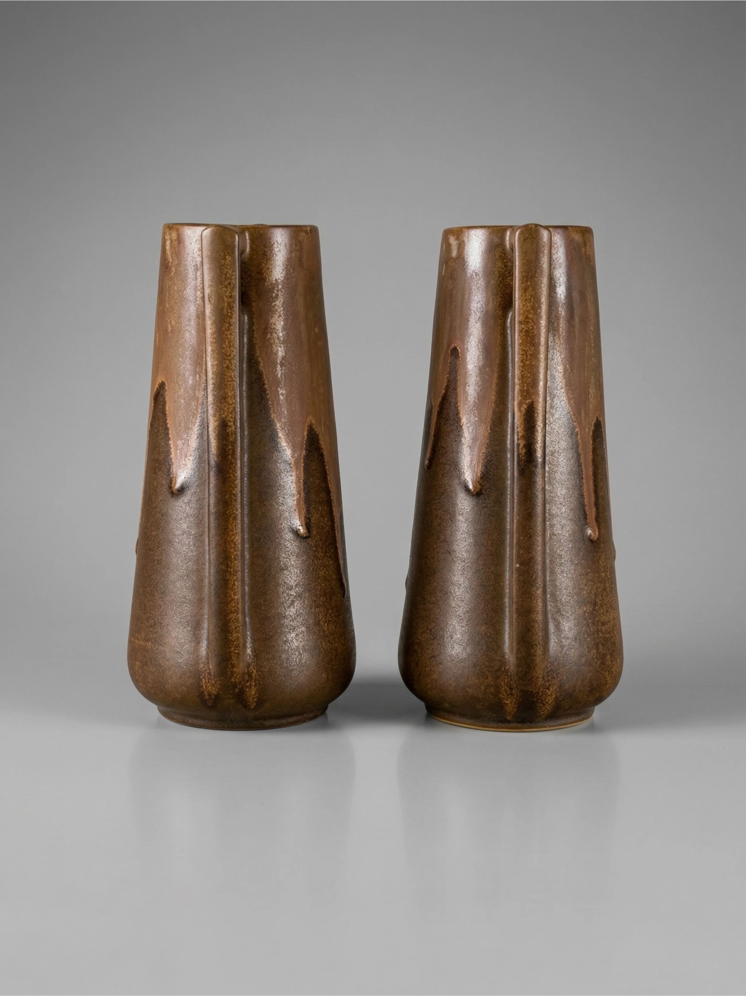 Pair of Denbac vases model 244 – vintage glazed French ceramics