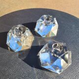 Crystal candle holders - diamond shape - set of 3