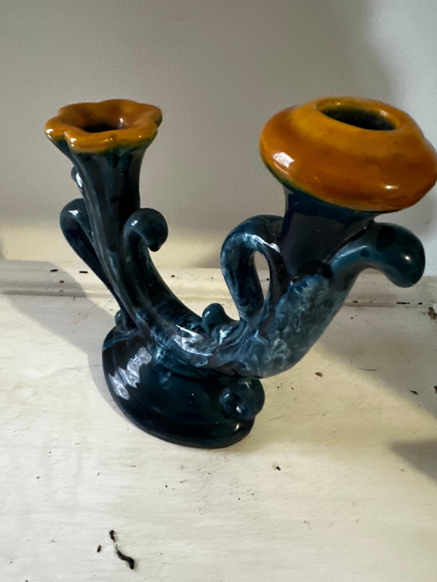 Vintage ceramic organic candlestick