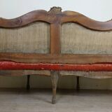 Provencal Bench in Carved Walnut in Louis XV Style, Late 19th Century
