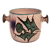 Cache-pot, Vase, Pot couvert, Vallauris motif « Aux Chardons » par E.Danie