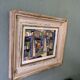 1951 Mid-Century Modern "Figures in Colour" Vintage Geometric Abstract Figurative Oil Painting, Fram