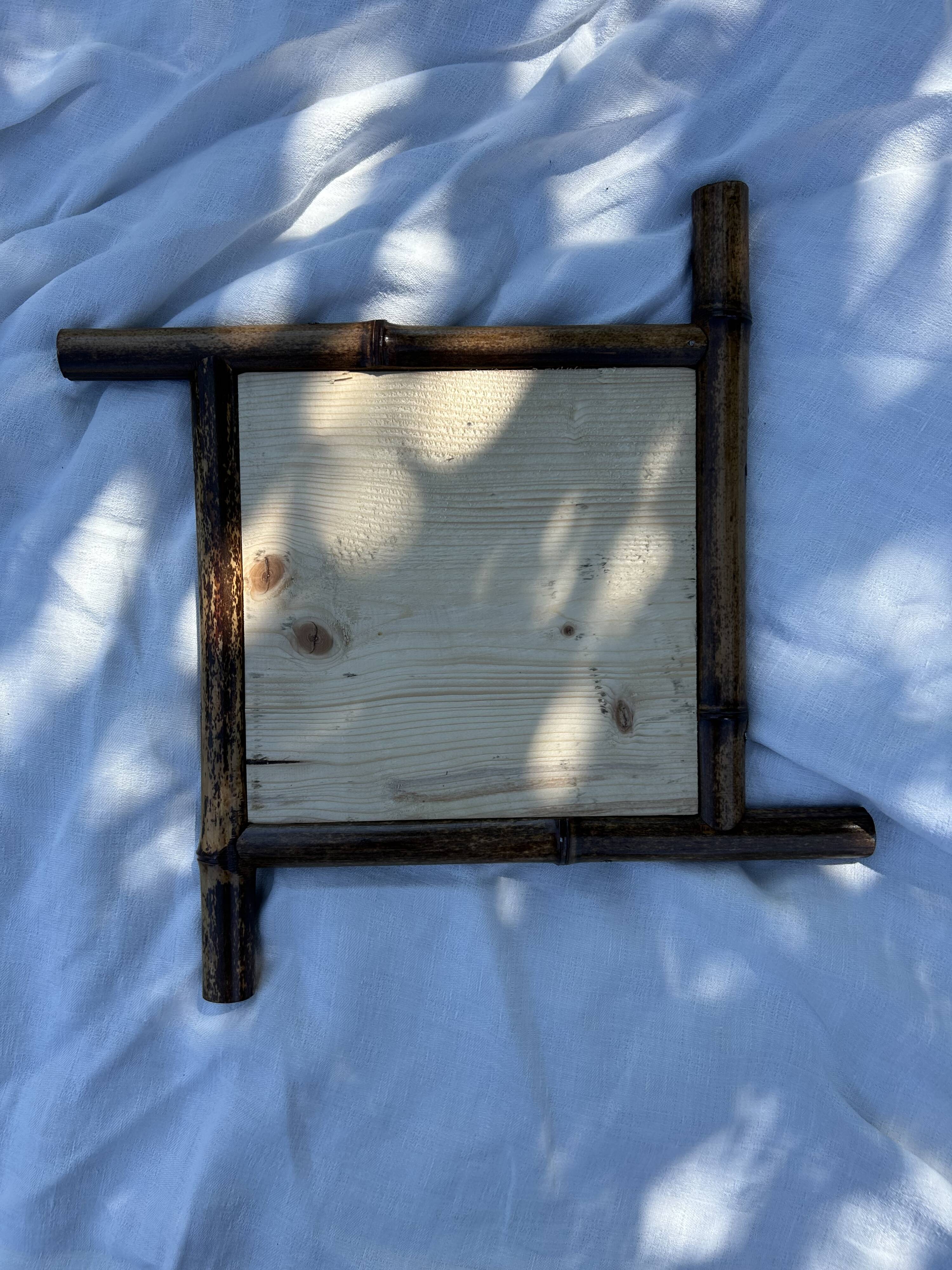 Miroir "bambou" miroir biseauté début XXeme