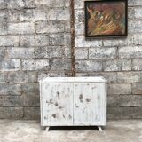 Buffet bahut enfilade - vintage - 1950 - compass feet - white patina