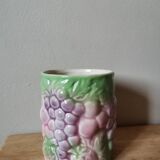 Vintage ceramic cup with vintage fruit pattern, pastel tone