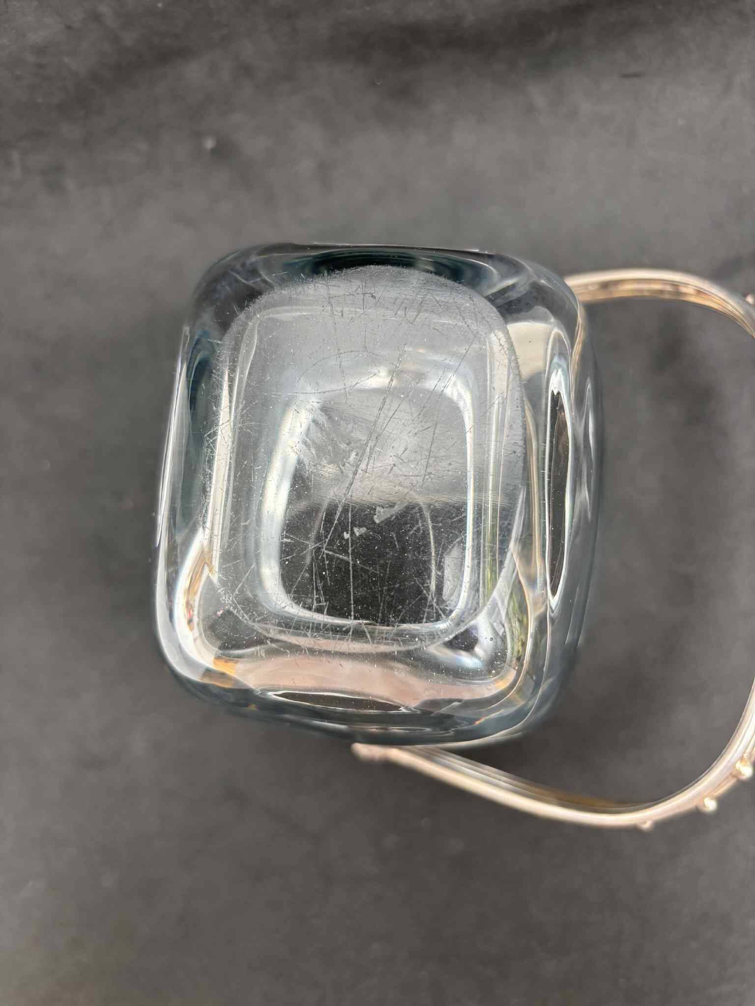 Strombergshyttan sterling silver and art glass ice bucket