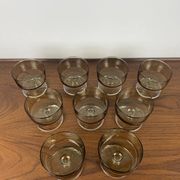Set of 9 smoked glass champagne glasses, 1970