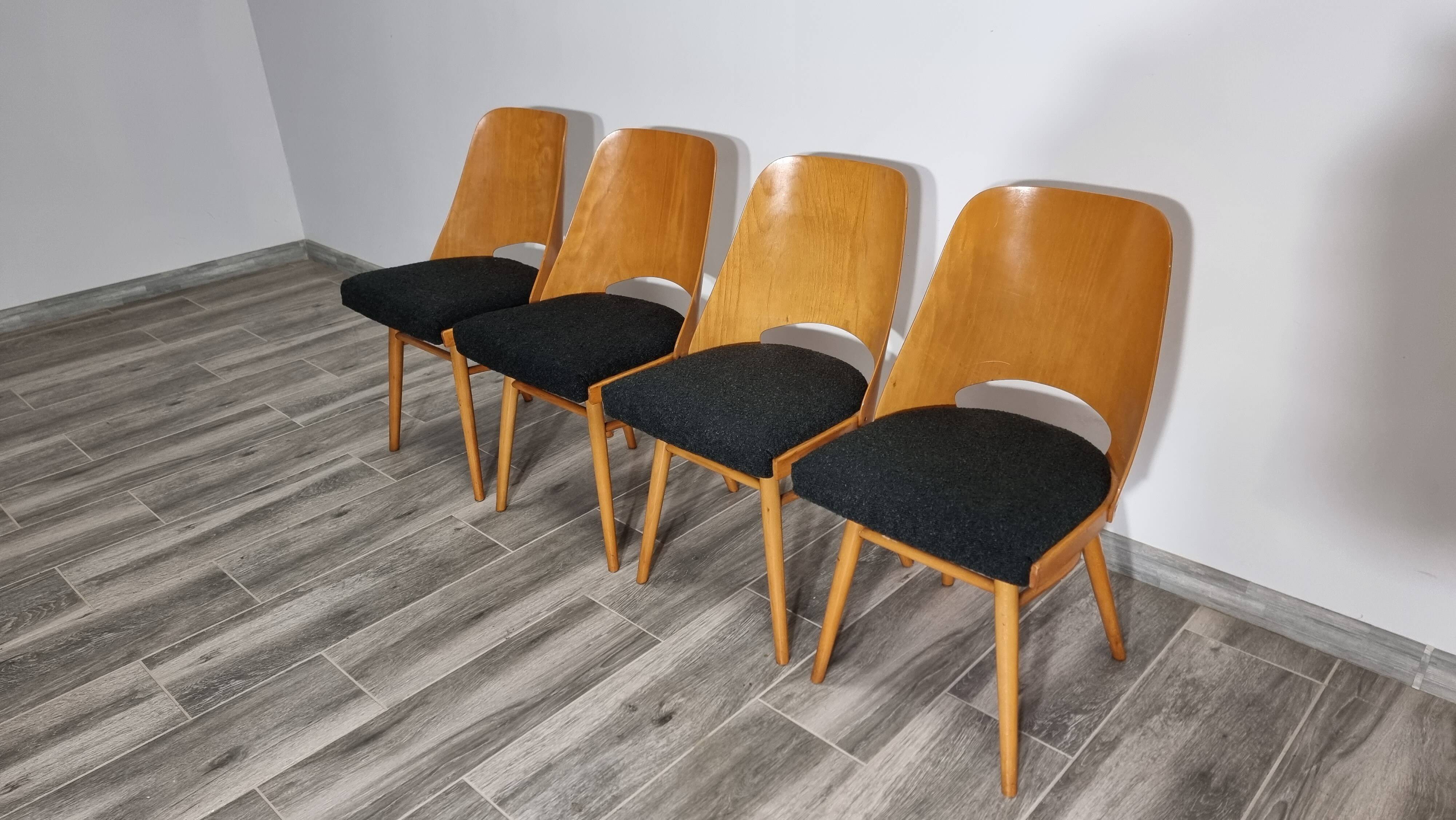 Dining Chairs by Radomir Hoffman for Ton, 1950s, Set of 4