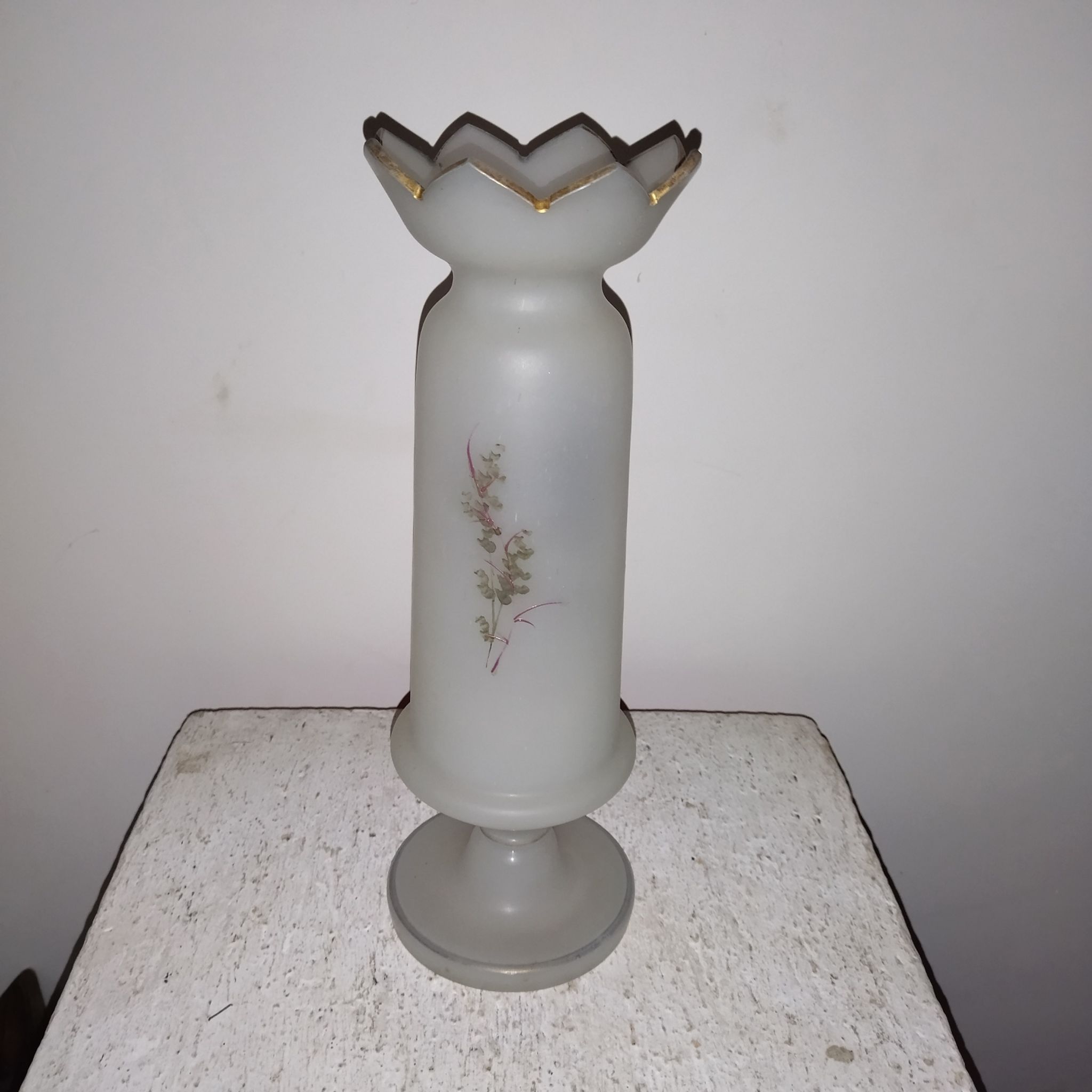 Enamelled opaline glass vase