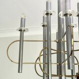 Brass and Chrome Sputnik Chandelier by Sciolari, Italy, 1960s