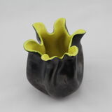 Vase Elchinger ceramic black and yellow