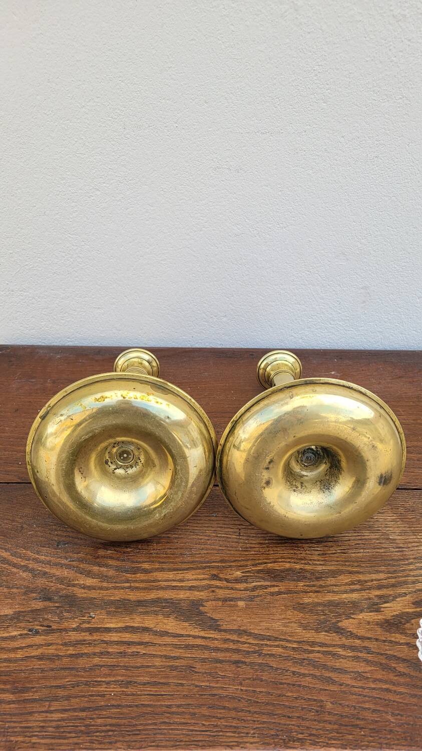 Pair of Louis Philippe candlesticks in brass 1900s