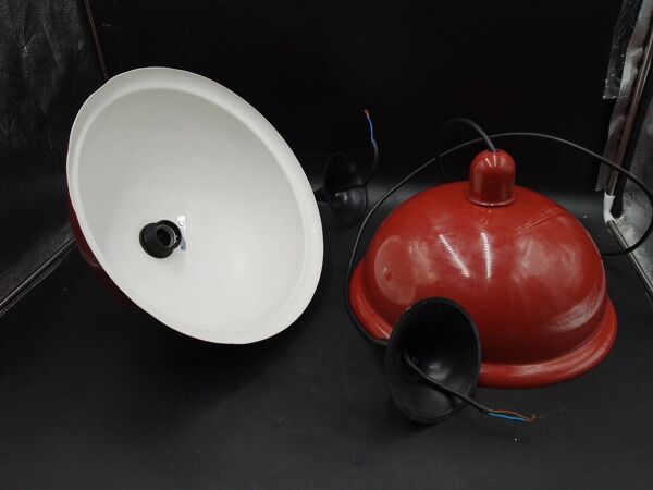 Rare x2 suspension lita design lampe industrielle  usine  tôle 1960/70 loft