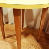 Yellow formica & wood side table