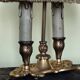 bronze bouillotte lamp with 2 lights and fabric shade